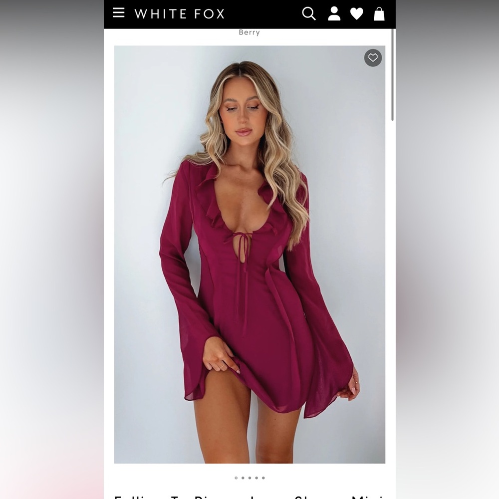 Falling To Pieces Long Sleeve Mini Dress Berry